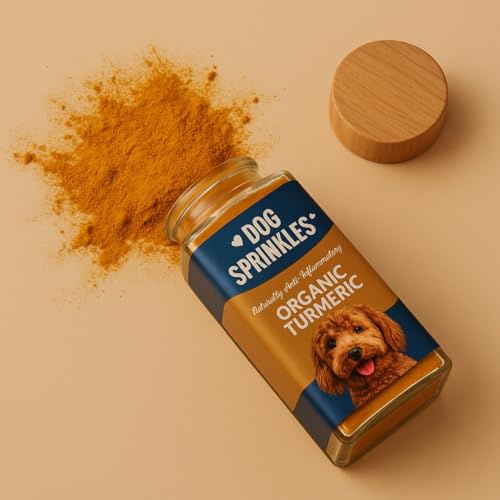 DogSprinkles Pure Organic Turmeric - 95% Curcuminoids - 4+ Months Daily Servings - Includes Dosing Spoon & Glass Sprinkler Jar - Gentle on Sensitive Tums and Non-Toxic (No Black Pepper Piperine)