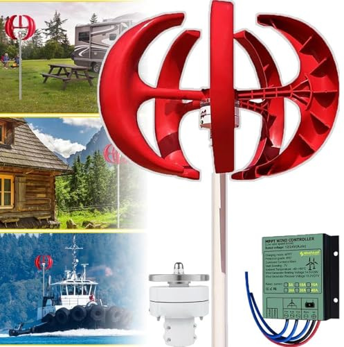 ZenSeFarin 3000W,4000W,5000W Windturbinengenerator,12V,24V,48V Windgenerator,Laterne Vertikale Windturbine Windrad 5 Blätter mit Controller,Windturbinen Generator Kit,5000W-48V