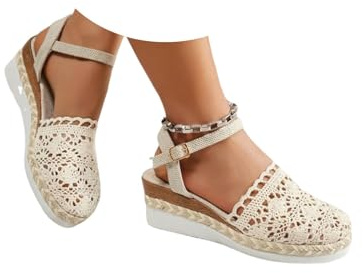 2025 Sandales à plateforme pour femme Espadrilles compensées confortables avec fermeture à boucle en jute élégantes et flexibles
