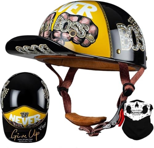 Wttagkl Vintage Motorradhelm ECE-geprüft | Retro Halbschalenhelm mit Schnellverschluss | Leicht & Belüftet für Scooter, Cruiser, Chopper (Damen/Herren),K-M(53~56cm)