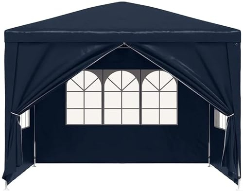 Pavillon 3x3 m mit seitenwänden und Fenstern: Partyzelt Blau wasserdicht stabil Winterfest - Gartenpavillon mit verstärktem Gestell, Zelt groß, wasserdicht, Event Shelter, Festzelt
