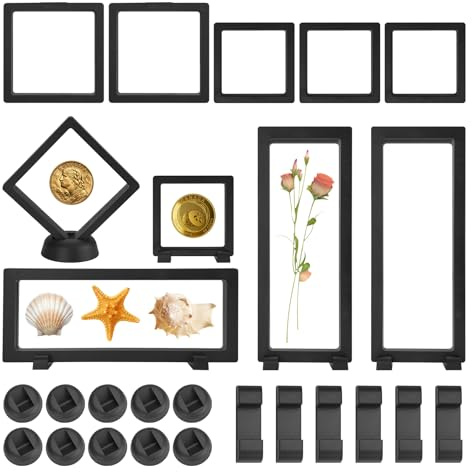 CEITIVE-S 10PCS 3D Floating Display Case, Clear Coin Holder with 16 Sockets