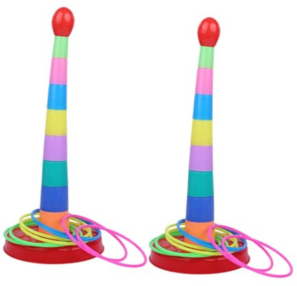 Toyvian Jeu De Lancer D'anneaux Colorés Grand Format en Plastique, 2 Kits De Jeux D'agilité, Jouets Éducatifs pour Garçon Et Filles, Activités Intérieures Et Extérieures, Coordination Œil-Main