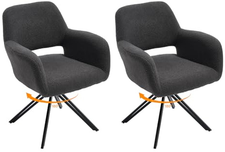 Asukale Esszimmerstühle 2er Set, 180°Drehbare Samtstühle mit Ergonomischer Rückenlehne, Stabiler Metallgestell, Rutschfesten Fußpads, Küchenstühle für Wohnzimmer, Küche, Schminktisch (Grau)