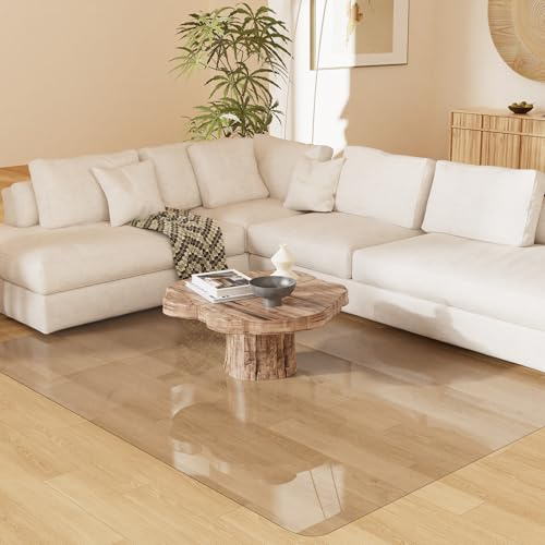 BelleCosy 6'×9' Crystal Transparent Floor Mat for Under Kitchen Table, Waterpoof Easy Cleaning Plastic Area Rug Protector Cover, No Spill Easy Flat Floor Protector for Living Room, Art Studio
