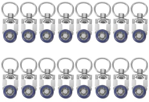 TOBBOMEY 16 Pezzi Rulli Scorrevoli per Tende in Acciaio Inossidabile e Plastica Pulegge per Binari Soffitto Supporto per Tende Pesanti e Scorrimento Fluido Accessori per Sostituzione Guide