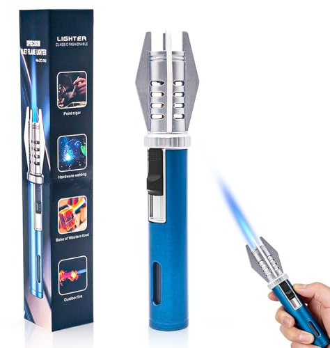 Encendedor Velas, Mechero Largo, Jet Flame Encendedor, Encendedor a Prueba de Viento, Encendedor de Gas Recargable, para Acampar al Aire Libre, Cocina (Se Vende sin Gas Butano)