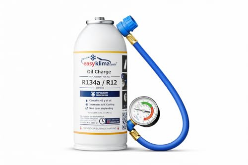 EasyKlima Oil Charge 3 en 1 pour climatiseurs R134a / R12 - Tuyau avec manomètre - Entretien et recharge - Système de climatisation Veltao