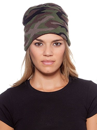 Hutshopping Vild kamouflage beanie mössa stickad mössa herrmössa vintermössa, Kamouflagegrön, En Storlek