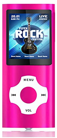 32Go Portable Lecteur Musical MP3, sans Perte HiFi, Radio FM, Enregistreur Vocal, Vidéo, E-Book, Sport pour Courir, 18 Heures de Lecture de Musique, Carte TF Jusqu’à 128 Go Rose