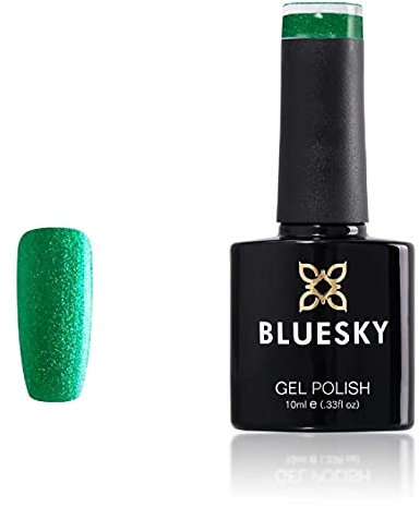 Bluesky Gel Nail Polish, Emerald Green Sj04, Glitter, Long Lasting, Chip Resistant, 10 ml (Requires Drying Under UV LED Lamp)