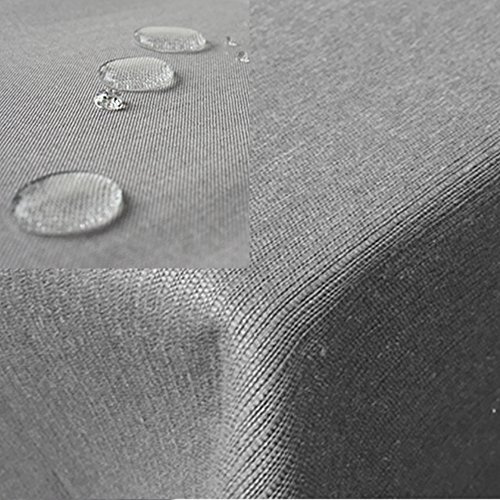 JEMIDI Gartentischdecke 130x260cm wasserabweisend - Outdoor Tischdecke abwaschbar eckig - Garten Tischtuch wetterfest - Leinenlook Hellgrau