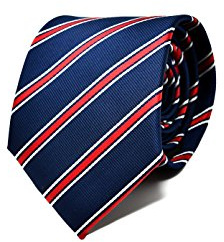 Sweet Leaf Cravate Homme à rayures Bleu et Rouge - 100% en Soie - Classique, Elégante et Moderne - (Idéale pour un cadeau, un mariage, avec un costume, au travail…)