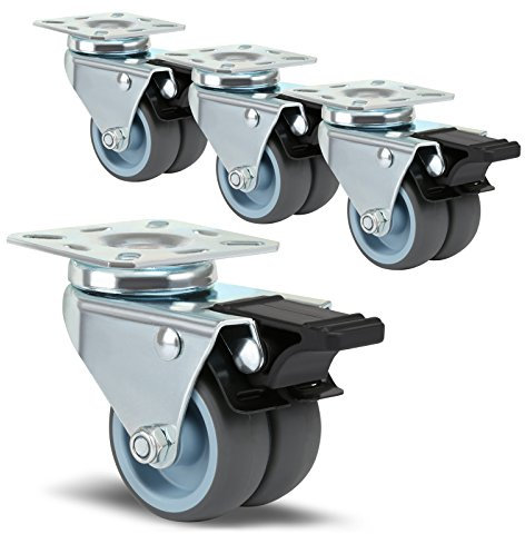 LIHAO 4x Möbelrollen mit Bremse Strandkorbrollen Doppelrollen Rasen Rollen für Möbel