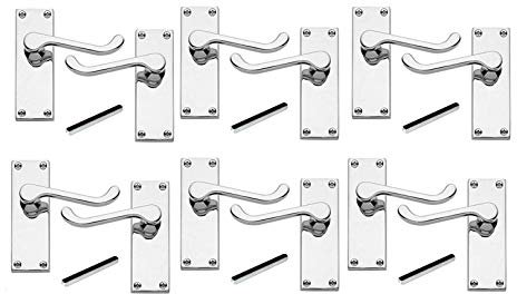Golden Grace 6 Pairs Victorian Scroll Lever Latch Internal Door Handles in Silver Polished Chrome Finish, Classic Interior Premium Quality - 120mm Long