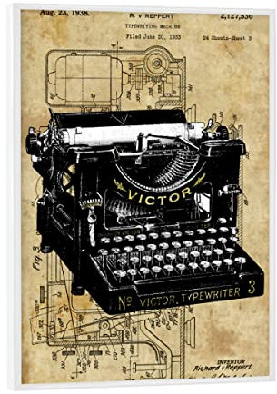 artboxONE Poster mit weißem Rahmen 18x13 cm Typografie Steampunk Schreibmaschine - Bild Schreibmaschine Entwurf Retro