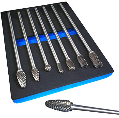 Rotary Burr Set Extra Long 150mm Shank Tungsten Carbide Burrs 7PC High Quality