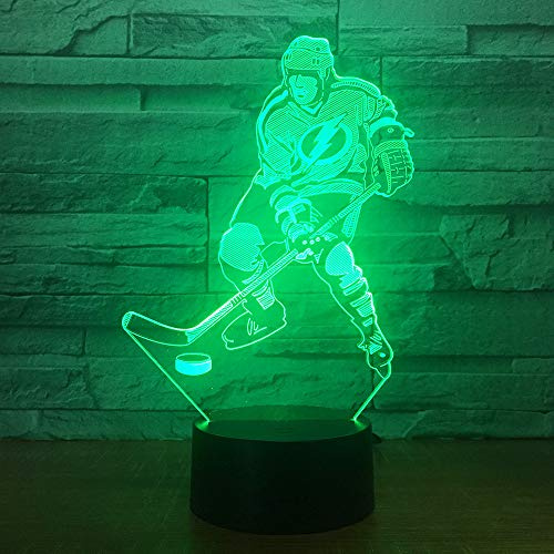 Jinson well 3D Eishockey led licht Lampe optische Illusion Nachtlicht, 7 Farbwechsel Touch Switch Tisch Schreibtisch Dekoration Lampen perfekte mit Acryl USB Spielzeug