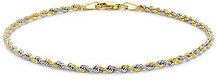 Carissima Gold Women's 9ct Two Colour White and Yellow Gold Hollow Rope Necklace/Bracelet