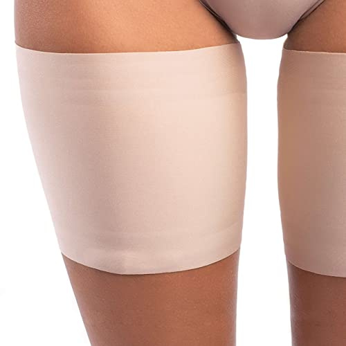 looksy Elastische Dunkelbeige berschenkelbänder Unisex Anti-Scheuern dehnbar verhindern Oberschenkel Reiben Satin gefüttert Protektor Anti-Rutsch-Silikon, Visone Gr. M