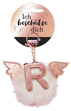 NICI 46986 Taschenanhänger Schutzbommel Buchstabe R, WEIß/Gold