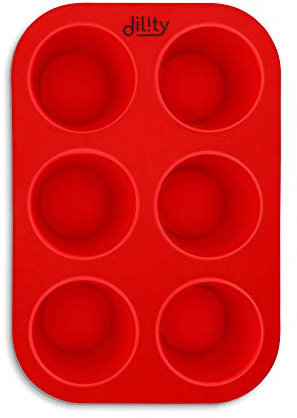 Deep & Large Muffin Tray - 6 Cup Silicone Cupcake Moulds, Non-Stick, Yorkshire Pudding & Cupcake Cases