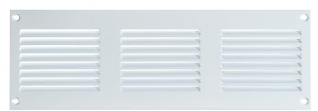 Steinberg14 Griglia di Ventilazione Rettangolare 300x100 mm - Griglie di Aerazione in Metallo Bianco - Serranda di Scarico dell'aria con Zanzariera - Copri Bocchetta Interna a Parete e a Soffitto