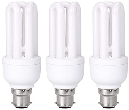 Energy Saving Light Bulbs Bayonet, 3 Pack CFL Low Energy Light Bulbs 11Ẉ=60Ẉ, Daylight Bulbs 6400K, 660 Lumens, BC/ B22 Cap, B4U