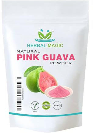 Herbal Magic's Pure & Natural Guava Fruit Powder, Juice powder - Rich & Vibrant Smoothies, Shakes, Juices, Baking, Cuisines - irresistibly delicious - for an active lifestyle - 100g (Pack of 1)