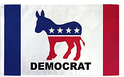 AZ FLAG Bandiera Partito Democratico degli Stati Uniti nuovo 90x60 cm | Uso interno ed esterno bandiera decorativa del Democratic Party di America doppie cuciture e bordi rinforzati poliestere 100D