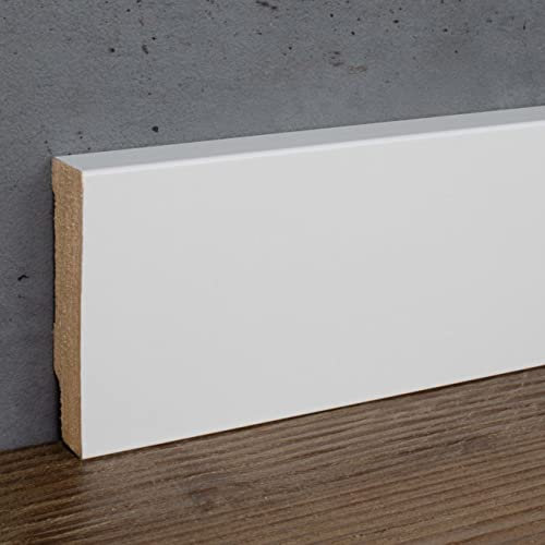 PROVISTON | plinthe MDF | bord carré | 13 x 58 x 2500 mm | en MDF mélaminé | blanc | proche de la couleur RAL 9016 | plinthe MDF classique | 25 m
