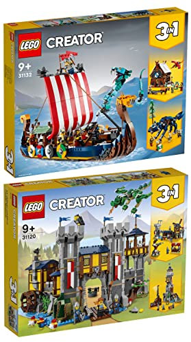 Lego Creator 2er Set: 31132 Wikingerschiff mit Midgardschlange & 31120 Mittelalterliche Burg