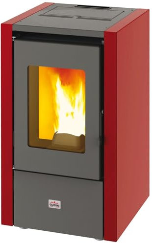 Decorspace Pelletofen Petit, 6 kW, Beschichtung aus Stahl, für moderne Räume, Höhe 77 cm, Bordeaux
