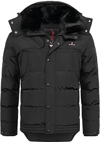 Höhenhorn Adamelo - Chaqueta acolchada para hombre con forro, chaqueta de invierno con cuello de piel sintética desmontable, 3XL