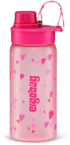 ergobag Trinkflasche Herzen - Rosa | Mit ergobag Motiv, 550 ml, auslaufsicher, für Kohlensäure geeignet und spülmaschinengeeignet für den Alltag