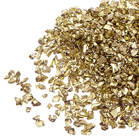 sourcing map 20g Glassplitter 2-4mm unregelmäßiges metallisches Glitterglas Goldton
