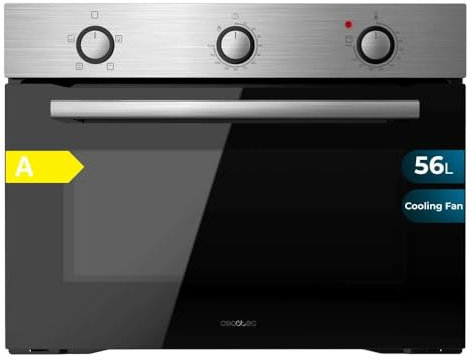 Cecotec Horno Integrable 45cm Alto Convencional Bolero Hexa C134500 Inox A. 2600W, 56L de Capacidad, Bajo Consumo, 4 Funciones, Temporizador, Limpieza de Vapor, Cocción de Vapor
