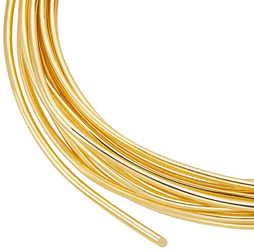 BENECREAT Aluminiumtråd, 15 Gauge (1,5 mm) 18k guldpläterad, fläckbeständig, smyckestråd i mässing för pärlor, hängsmycke, örhängen, armband, hantverkstillverkning, 3 m