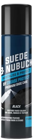 Suede & Nubuck Colour Restorer Spray | 3-in-1 Color Restorer, Water Repellent and Cleaner | 250ml Spray for UGGs, Sneakers and Boots | Long-Lasting Protection | Dye for Suede (Black, 1 Pack)