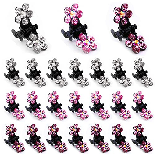 24 Pezzi Mollettine Capelli Donna Ragazze Mini Clip per Capelli Con Strass in Cristallo Mini Mollette ​per Capelli Piccole Strass Mollette Capelli