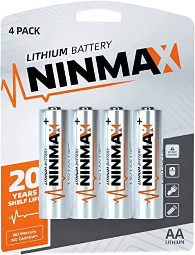 NINMAX Lithium AA Batteries 3500mAh, 4 Pack 1.5V Longest Lasting Double A Battery for High-Drain Devices【Non-Rechargeable】