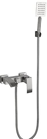 Wasserfall-Badewannenarmatur Edelstahl gebürstet, Wandmontage, moderner Wannenhahn mit Handbrause, Einhand-Badewannen-Mischbatterie, Badarmatur Good