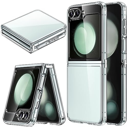 JETech Hülle für Samsung Galaxy Z Flip 5, Anti-Vergilbung, Durchsichtig | Stoßschutz, Kratzfeste Harte PC-Rückseite, Robuster Transparenter TPU-Rahmen