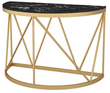 Marmor-Konsolentisch, 60 x 35 x 60 cm, Halbrunder Wandtisch, Wohnzimmer, Büro, Flur, Tisch, hochbelastbar, Stabiler Couchtisch (Größe: 60 x 35 x 60 cm, Farbe: Schwarz)