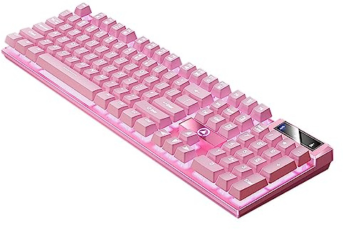 Lovskoo Tastiera da gioco retroilluminata RGB meccanica galleggiante cablata | Tastiere portatili USB illuminate da scrivania, accessori da gioco, regalo di compleanno per uomini e donne (B)