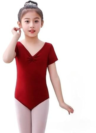 HEARTTOUCH Gymnastikanzug Mädchen Ballett Tanzbody Kurzarm Turnbody Turntrikot Gymnastik Leotard Einfarbig Ballettanzug Turnanzug Ballettkleidung