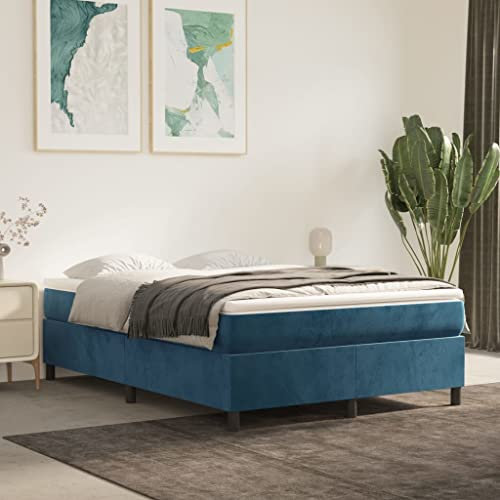 Annlera Bettgestell 203x140x35cm Blau Samt,Sperrholz,Holzwerkstoff Tagesbett Aus Holz Jugendbett Robusten Bettgestell Sofa Im Wohnzimmer Einzelbett Bodenbett Palettenbett Lattenrost