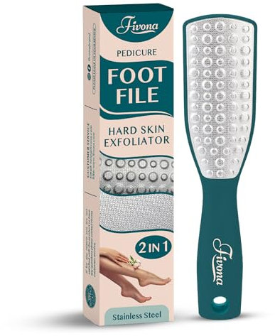 Fivona Foot File - Professional Stainless Steel Foot Scrubber - Double Sided Foot Rasp Callus, Hard and Dead Skin Remover