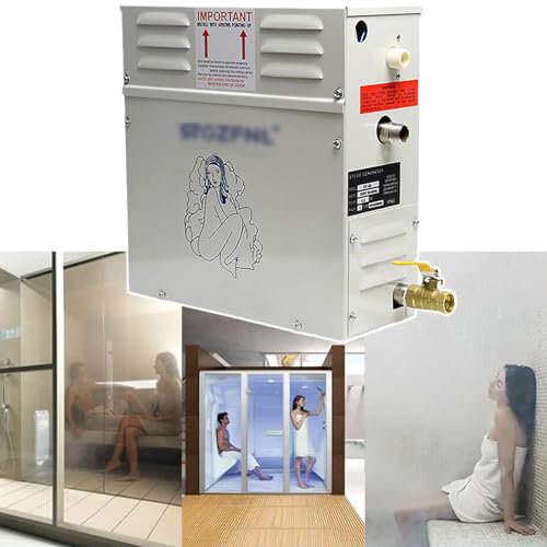 Roboraty Generador de Ducha de Vapor Kit de generador de Vapor de Drenaje Manual, Controlador de Temperatura de 35~55 ℃ Generador de Vapor de SPA para Sauna de baño,3000W
