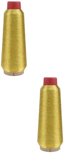 Lurrose 2St Kegelgewinde Nähmaschine für Kinder overlock nähmaschine Armband-Kit metallisches Maschinenstickgarn 5000 Meter Spule Stickmaschine Suite die Seide einstellen 150d Goldlinie